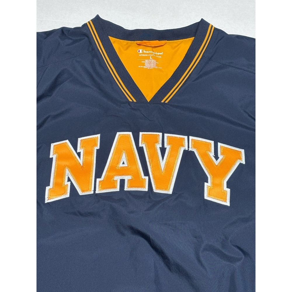 Champion Navy Midshipmen Pullover Jacket Men's Large Blue Gold NCAA Windbreaker - Picture 2 of 7